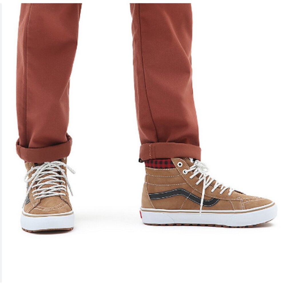 VANS Boys SK8 Suede Hi-MTE-1 High Top Sneakers 2.5 Brown Skate Check Streetwear